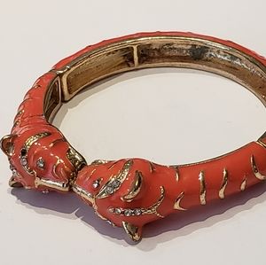 Tigers Bracelet Coral Gold Enamel Crystals…